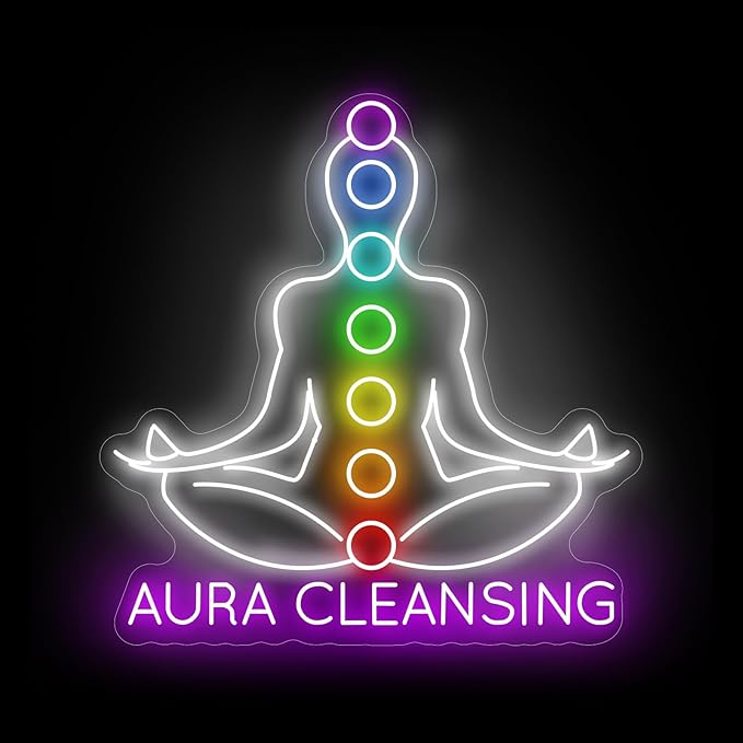 Aura Cleansing Neon Sign, Aura Clean Led Sign, Isha Yoga Neon Light, Meditation Led Light, Vipassana Wall Art, Mindfulness Home Wall, Pilates Studio Art Yoga Lover Gift, Psychic Chakras Healing Exercise