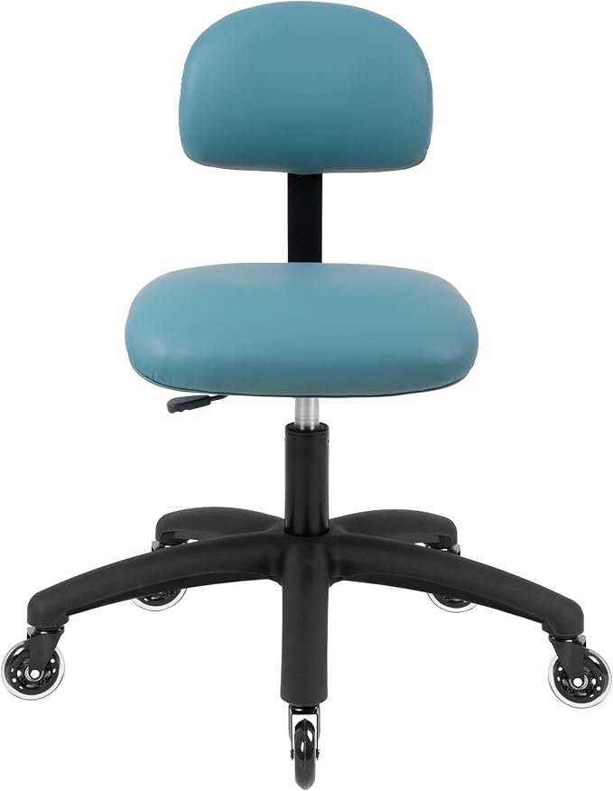 Chair Master FSS Series Square seat (20"-28") seat Height Chair. Vinyl-for Office, Garage, Desk, Shop, Computer, Doctor, Medical, Easy to Clean! NO Footring (Aqua, Medium, Rubber Roller Casters)