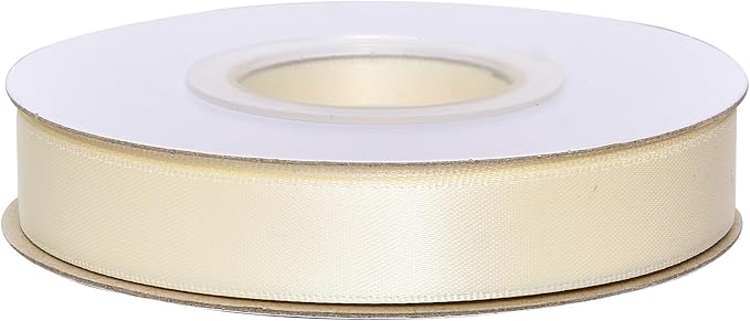 YAMA Ivory Double Faced Satin Ribbon, 1/2 Inch 25 Yards, Cream Ribbon for Gift Wrapping Crafts Hair Bows Wedding Party Decoration