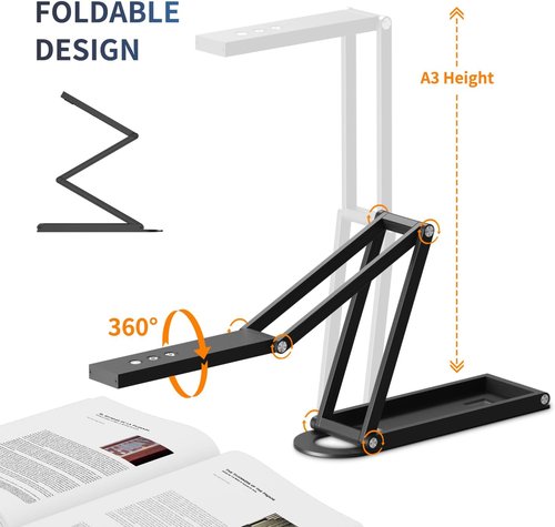 NetumScan 4K USB Document Camera - Foldable Webcam with Microphone & Autofocus | A3 Size for Classroom & Remote Teaching