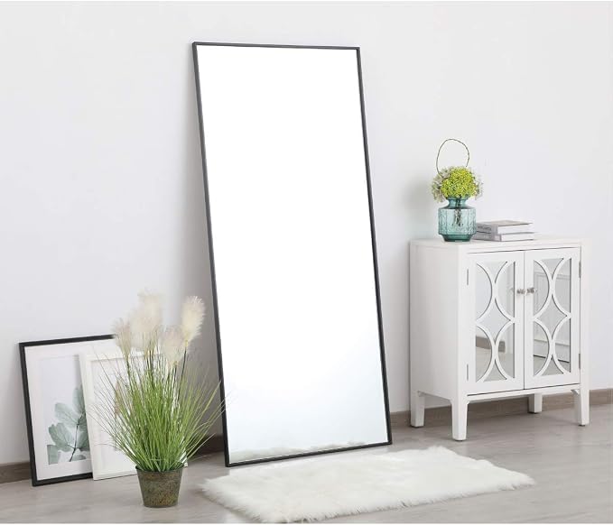 Elegant Decor Eternity 60" x 30" Contemporary Metal Frame Mirror in Black