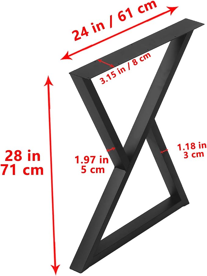 MBQQ 2 Pcs Triangle Table Legs - Heavy Duty Metal, Rustic Decor, Industrial Modern, DIY Cast Iron Bench Legs (H28'xW24')