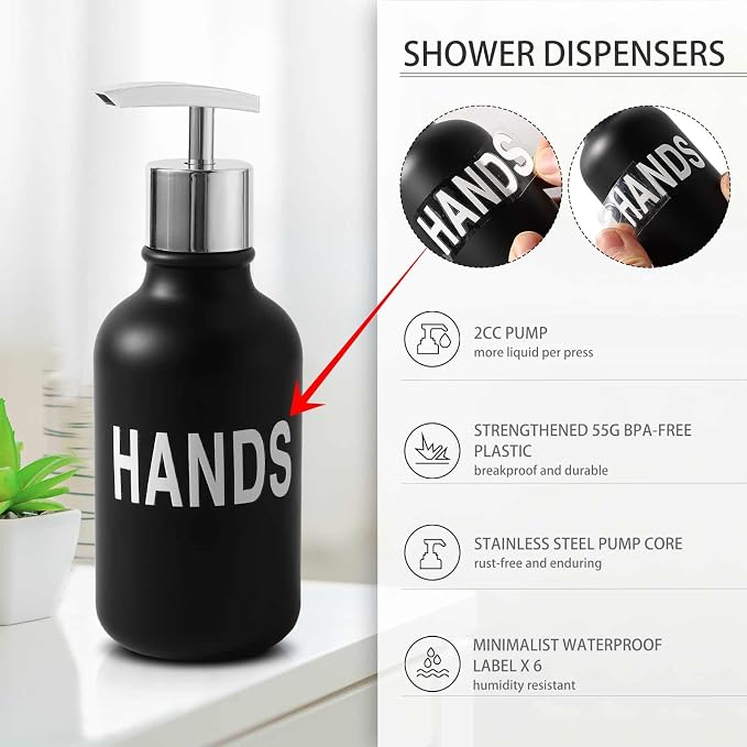 XLHOMO Black Bathroom Accessories Set - 10 Piece Bathroom Set with Trash Can and Toilet Brush, Soap Dispenser, Toothbrush Holder and Cup, Soap Dish, and Qtip Holder, for Housewarming Gift