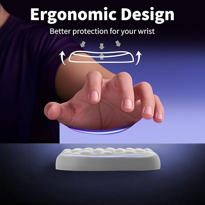 Wrist Rest for Keyboard and Mouse, Upgrade Enlarge Mouse Pad Wrist Rest, Ergonomic Memory Foam, Non-Slip Base for Computer Gaming & Office Work, 2 Piece Set, Grey (17.32x3.15+5.9x3.15 inch)