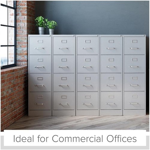 Scranton & Co 25-Inch Vertical Filing Cabinet - Lockable Gray Metal Storage for Office or Home Use