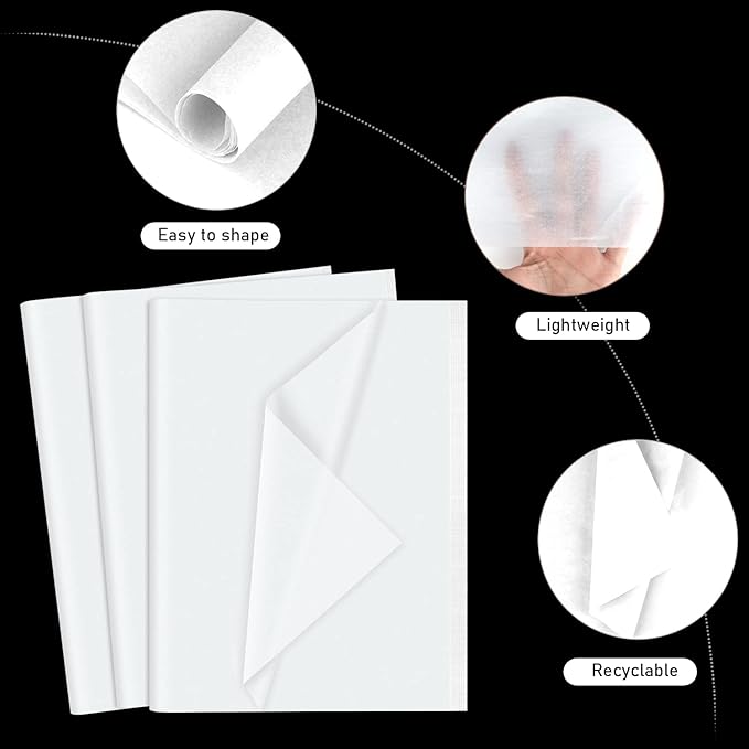 NEBURORA 120 Sheets White Tissue Paper 14 x 20 Inches White Wrapping Tissue Paper Bulk for Gift Bags Packaging Floral Filler Crafts Birthday Christmas Wedding Decor