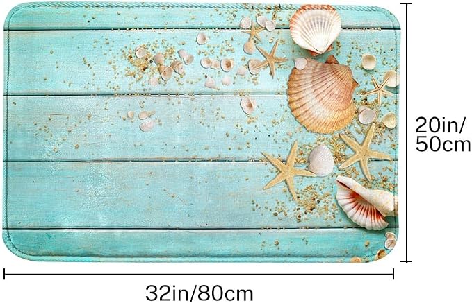 Britimes Bath Mat for Bathroom Beach Shell Sea Collection Vintage Boho Washable Floor Rug Carpets Floor Mat Bathroom Decorations 20x32 inches for Kitchen Bedroom