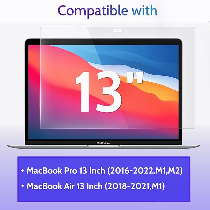 Peslv 3-Pack Anti Blue Light Screen Protector for MacBook Pro 13 Inch(2016-2022,M1,M2)&MacBook Air 13In(2018-2021,M1), 13.3" Mac Laptop Glare Filter Uv Blocker Shield Cover Eye Protection Film