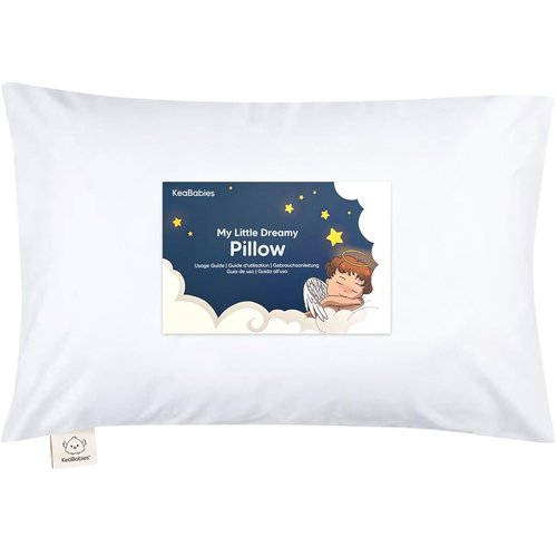 My Little Dreamy Toddler Pillow - Organic Cotton Travel Pillow with Soft Case | 13x18, Breathable & Machine Washable for Ages 2-5 (Soft White)