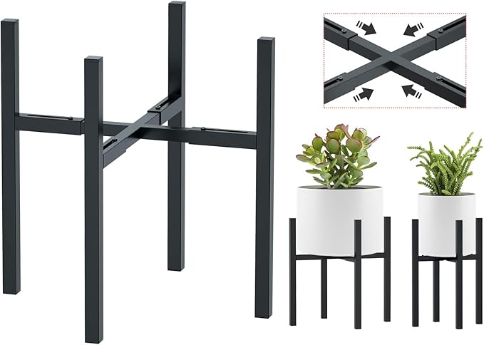 Urban Deco Adjustable Metal Plant Stand Outdoor & Indoor Planter With Stand Fits for 8-14 Inch Plant Holder Mid Century Modern Flower Stand Corner Outdoor Plant Stands for Patio