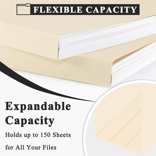 Manila Folders | 8.5 x 11 Inch | 1/3 Cut File Folders - Pack of 100 for Business & School Use