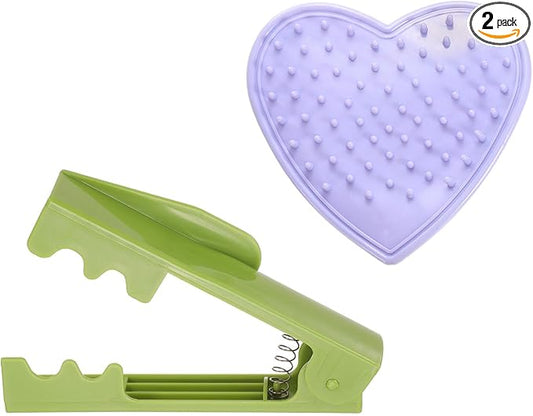 HARFINGTON 2pcs Rose Thorn Stripper Tool Set 5.5" 4.7" ABS Plastic PVC Flower Thorn Leaf Remover Flower Stem and Leaf Stripping for Gardening Home Florist, Green, Purple