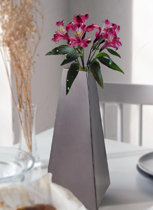 Serene Spaces Living Triova Stainless Steel Vase – Perfect for Fresh & Dried Flowers, Sculptural Accent for Mantels, Coffee Tables & Office Desks,Table Centerpiece, 4.5" Wide & 8.5" Tall, Pack of 12