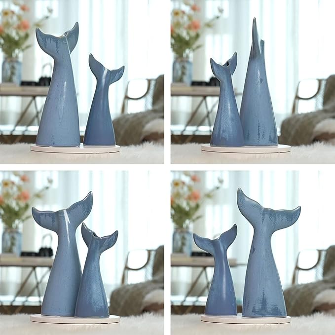 SEINHIJO Ceramic Flower Vase Modern Decor Sculpture Table Centerpiece Statue Home Gifts Arts 8.3inch