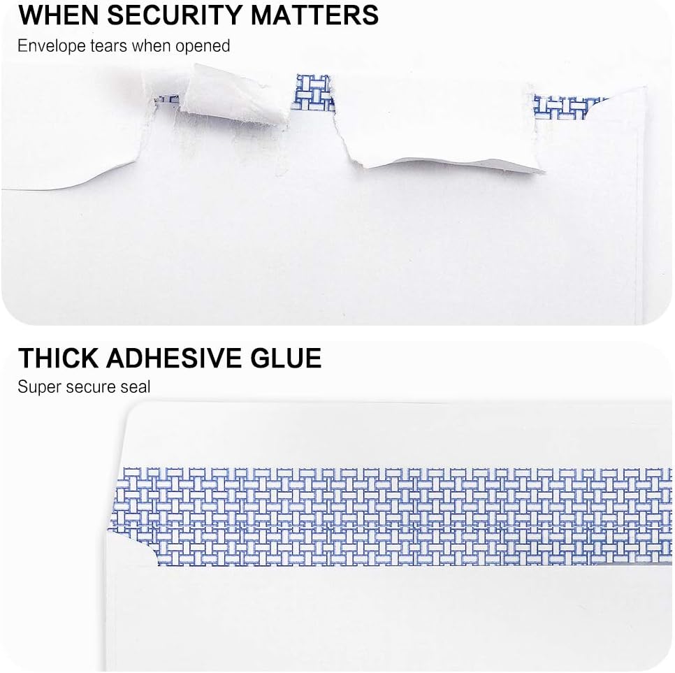 500 Pack #10 Double Window Security Envelopes - Ideal for Business Statements & Invoices | 4-1/8 x 9-1/2 - White - 24 LB