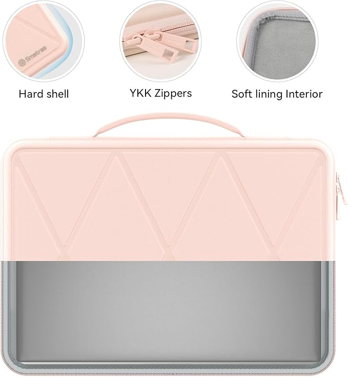 Smatree Hard EVA Protective Sleeve Case Compatible for 13.3 inch ASUS ProArt PZ13 (HT5306) Copilot +PC, for 11.6 inch ASUS Chromebook CX1 (CX1101), Laptop Notebook Bag, Pink (X8017TP)