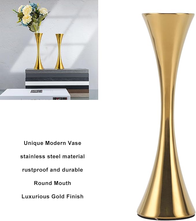 Stainless Steel Flower Vase, Mini Round Mouth Dry Flower Vases Floral Pot for Home Office Wedding Centerpieces Decor 6.7x1.8in