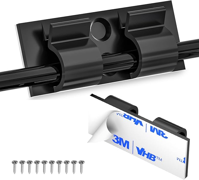 XHF 29PCS Heavy Duty Adhesive wih Holes and Screws, Black Hooks for Outdoor String Lights Clips for Hanging Christmas Lighting