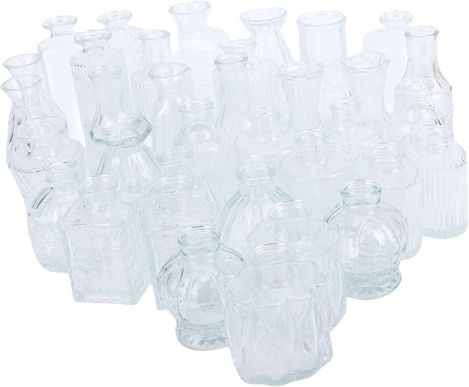 Zerodis Glass Bud Vases, Vases Vintage Elegant Small Flower Wedding Banquets Table Setting Decorative for Birthday Anniversary Tabletop Decor Glass Bud,Transparent