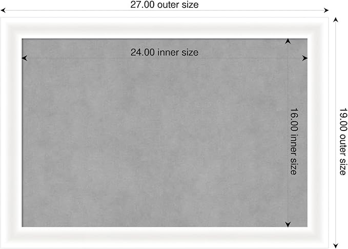 Amanti Art White Framed Magnetic Board 19x27 Medium Vision Board for use with Magnets, 100% Metal Sheet to Display Items as Office Decor or for Home Organization in mudroom, Kitchen or Kids Room