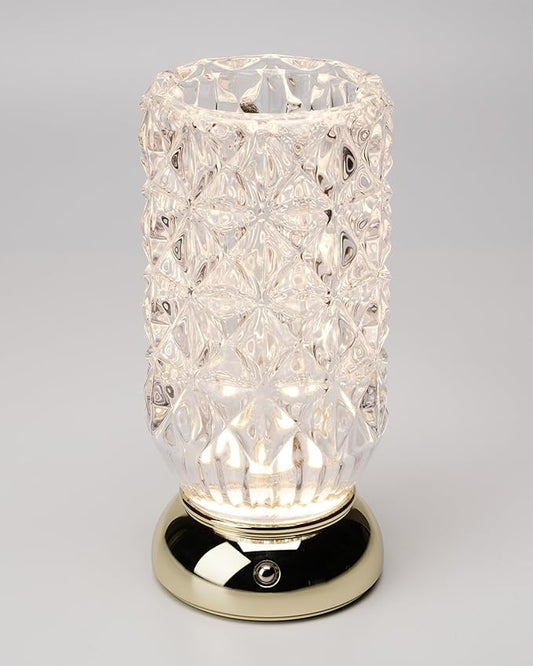 Crystal Vase, Dimmable Cordless Table Lamp, Rechargeable Crystal Light for Home Decor, Bedroom, Livingroom