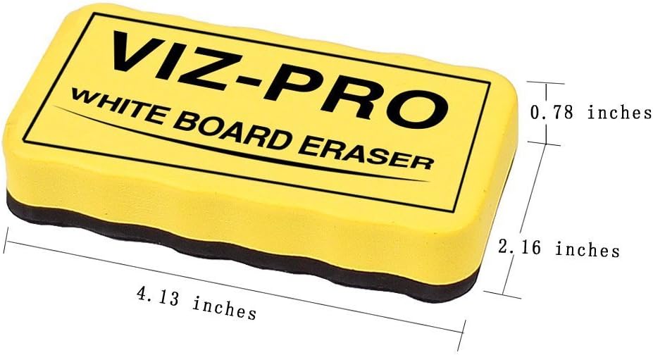 VIZ-PRO Magnetic Dry Erase Board - 36" X 24" with Silver Aluminum Frame & 3 Colored Erasers