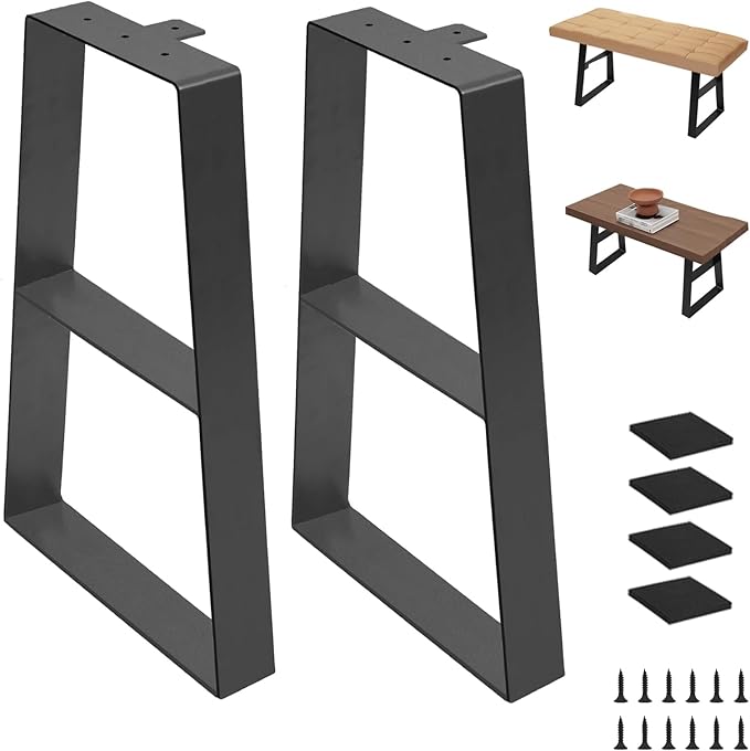 22 Inch Tall Metal Table Legs,Trapezoid Coffee Table Legs, Industrial Metal Desk Feets Set of 2 Mid Century Home DIY Furniture Projects