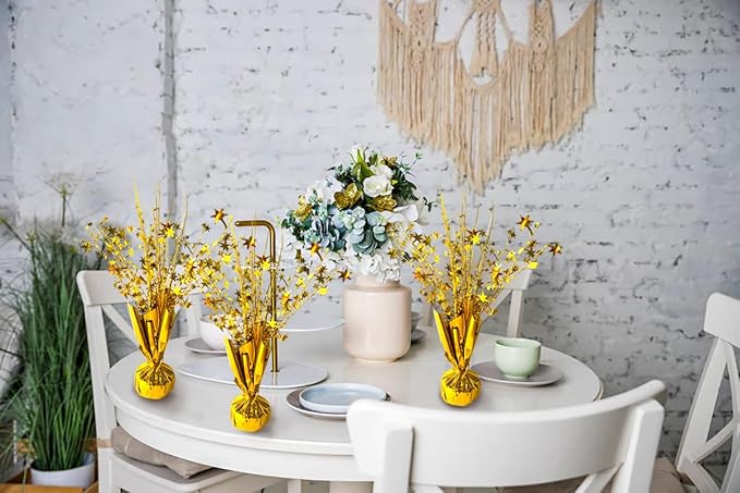 12 Pack Metallic Foil Spray Centerpiece Star Table Decoration Burst Table Centerpieces for Birthday New Years Nye Wedding Anniversary Graduation Holiday Party Supplies Decor, Gold