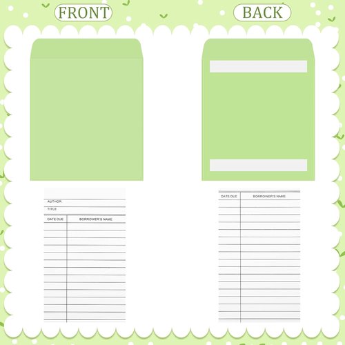 Library Pocket Envelopes by [Brand Name] - 200 Pcs with 100 Self-Adhesive Envelopes & 100 Checkout Cards | Colorful Design