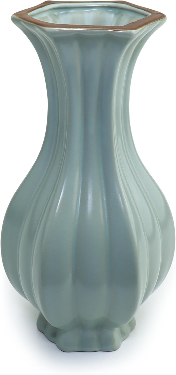 8-inch ice Cracked Glazed Ceramic vase, Modern Eastern Style Ceramic vase, Dining Table, Central Living Room Shelf Decoration (TQ05)