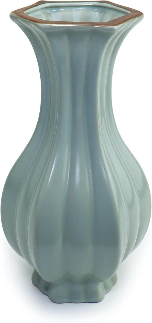 8-inch ice Cracked Glazed Ceramic vase, Modern Eastern Style Ceramic vase, Dining Table, Central Living Room Shelf Decoration (TQ05)