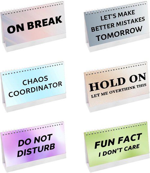 Funny Desk Signs by [Brand Name] - 30 Flip Messages for Office Decor | 5.5 x 8 Inches