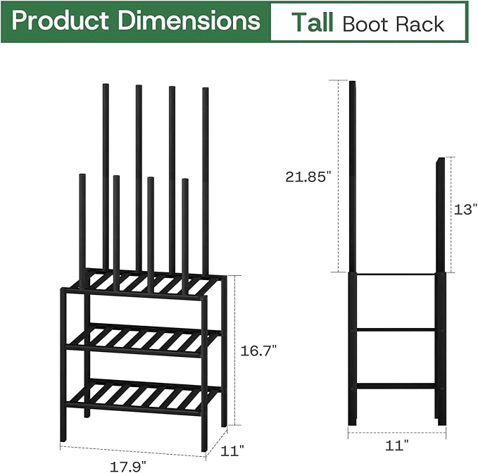 kiplant Small Boot Rack Organizer Tall Boots- 4 Pair Boot Rack Bamboo Wood Shoe Rack for Entryway & Closet, Holds Tall Boots
