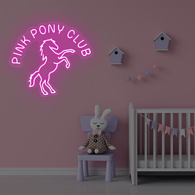 Pink Pony Club Led Neon Sign Pop Art, Western Cowgirl Custom Neon Lights Party Decor Neon Wall Sign Bar Cowgirl Room Decor, Midwest Princess Led Signs For Bedroom Wall Girl Cave Club Bar Pub Gift