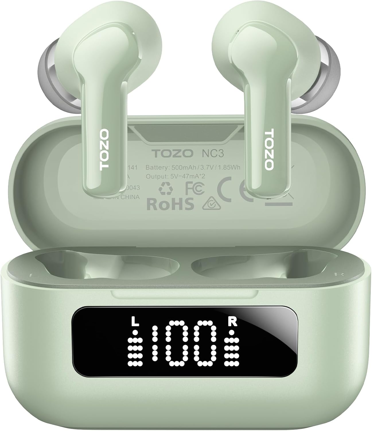 TOZO Hybrid Active Noise Cancelling Wireless Earbuds - 68H Playtime, 6 Mics, IPX8 Waterproof | Bluetooth 5.3