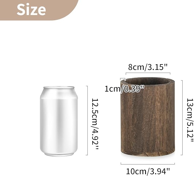 NUPTIO Wood Vases Rustic Centerpiece: 2 Pcs 5.1" Wooden Vase for Home Decor - Brown Small Vase for Wedding Table Living Room Shelf Decor