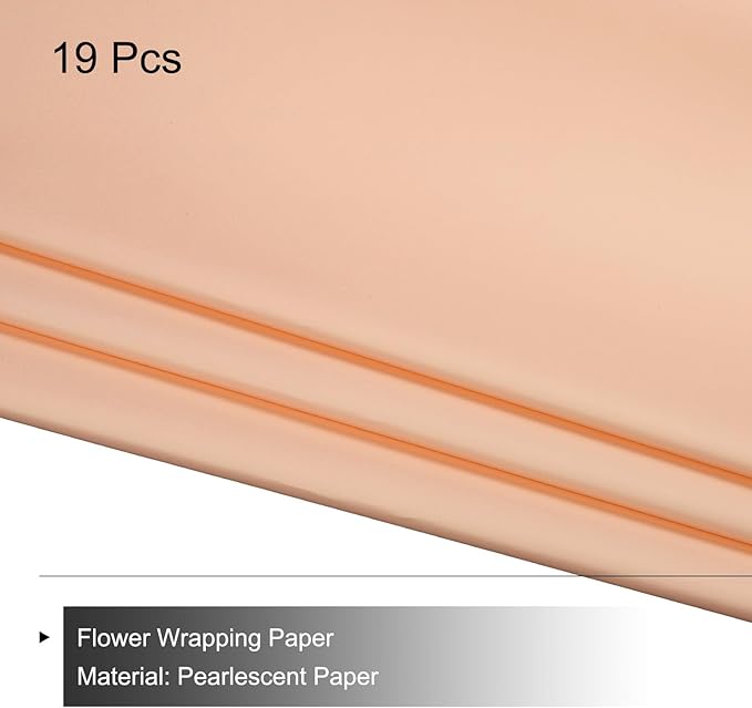 MECCANIXITY Set of 20 Flower Wrapping Paper 22.8x22.8 Inch Waterproof Florists Wrapping Paper for Florist Bouquet Supplies, DIY Crafts, Gift/Gift Box Packaging Light Orange