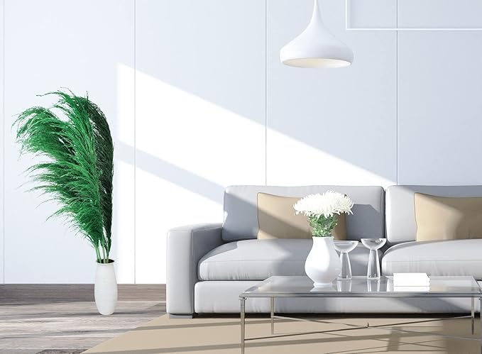 Pampas Grass Decor Tall,Long Pampas, Large Pompas Floral, Elegant Feather Flowers for Wedding Decorations, Living Room Decor (Natural Green, 4pcs 43.3"(110cm))