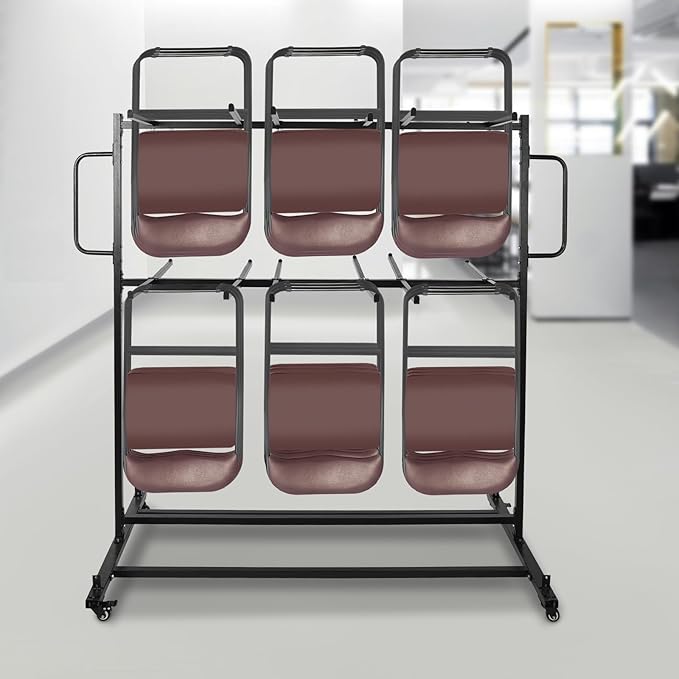 Folding Chair Cart Heavy Duty with Locking Wheels and Adjustable Height, 800 lbs Capacity Storage Rack for 84 Stackable Chairs for Secure Transport, Ideal for School Office and Event Organization