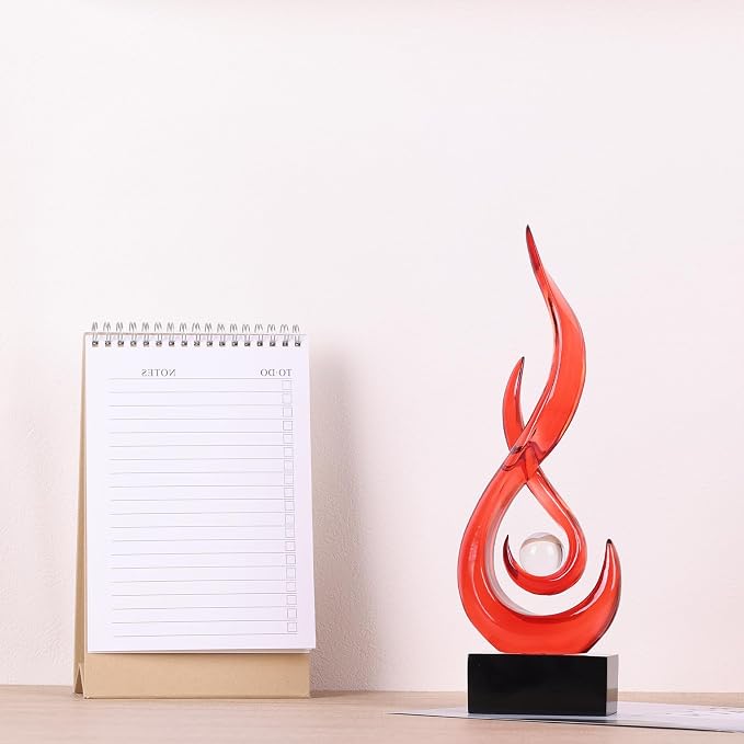 Modern Abstract Art Table Decoration,Resin Flame Statue Modern Centerpiece Ornaments for Living Room Great Gift Idea Home Decor,Collectibles (Red)
