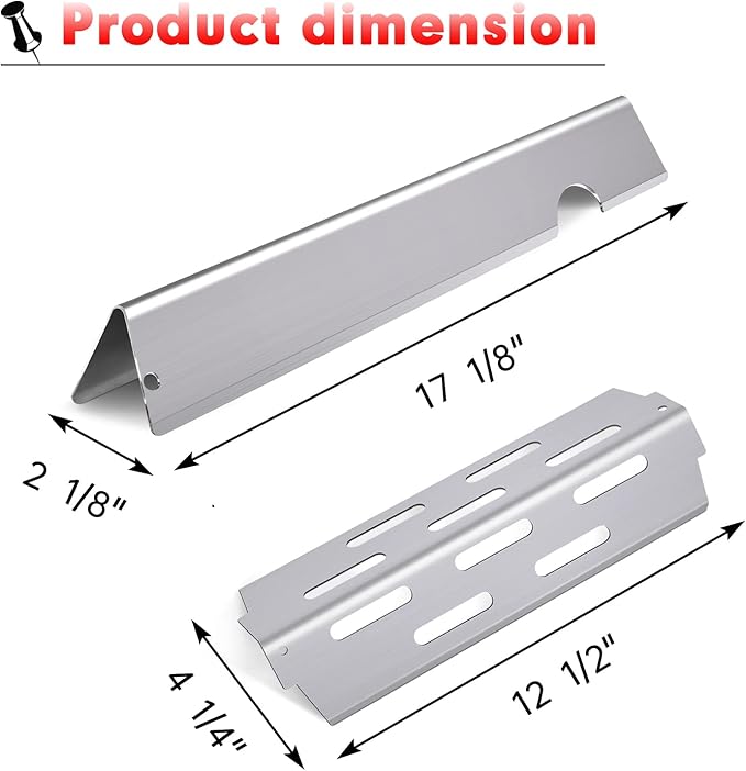 Cozilar Grill Flavorizer Bars Heat Deflectors BBQ Gas Grill Replacement parts for Weber 66041, 66033, 66796, Weber Genesis II E-410, S-410, Genesis II LX E-440, S-440, 17” Stainless Steel Flavor Bars