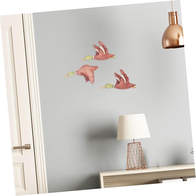 HYTROVE 3pcs Rustic Wood Flying Bird Wall Art Elegant Indoor for Living Room Easy to Install Home Decoration Vintage Style Wooden Bird Wall Sculpture