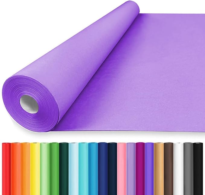 Vanhench 24"x1500"(125') Purple Wrapping Paper, Birthday Wrapping Paper, Solid Color Art Kraft Craft Paper for Gift Wrapping, Birthday, Bouquet Flower Crafts Packing Poster Bulletin Board Paper