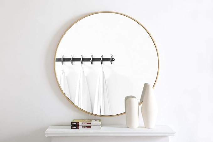 Elegant Decor Eternity 36" Round Metal Frame Mirror in Black