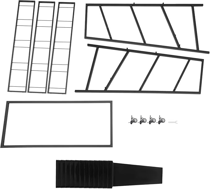 3-Layers Flower Display Stand Metal Plant Holder with 12PCS Buckets Moving Plant Cart Shelf Flower Shelf for Florist Garden Patio,3.28 * 1.84 * 4.04ft (Black Frame With Black Buckets)