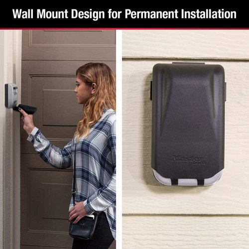 Master Lock 5425D Wall Mount Lock Box - Set Your Own Combination, Light-Up Dials, 6 Key Capacity, Black