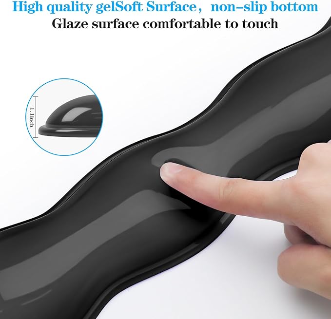 Gel Wrist Rest for Keyboard and Mouse, Wrist Rest for Keyboard, Mouse Wrist Support, Pain Relief, Cool Touch, Non-Skid, Mouse Wrist pad