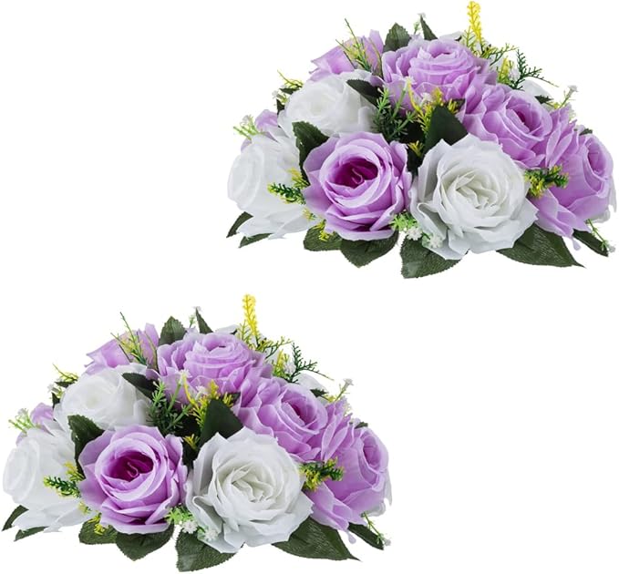 Flower Centerpieces for Wedding Tables: Wedding Table Decorations Lilac & White Flower Balls Centerpieces for Engagement Cerebration Party Center Pieces 2 Packs