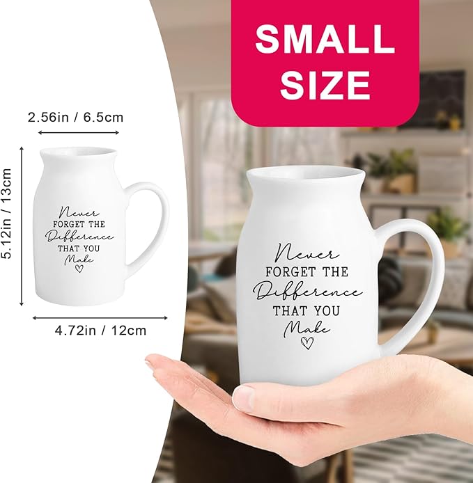 Thank You Gifts for Women Coworker Friend, Small Ceramic Flower Vase, Inspirational Farewell Going Away Funny Coffee Mug Gifts for Boss Mentor Manager Teacher Nurse Office Desk Decor (No Plants)