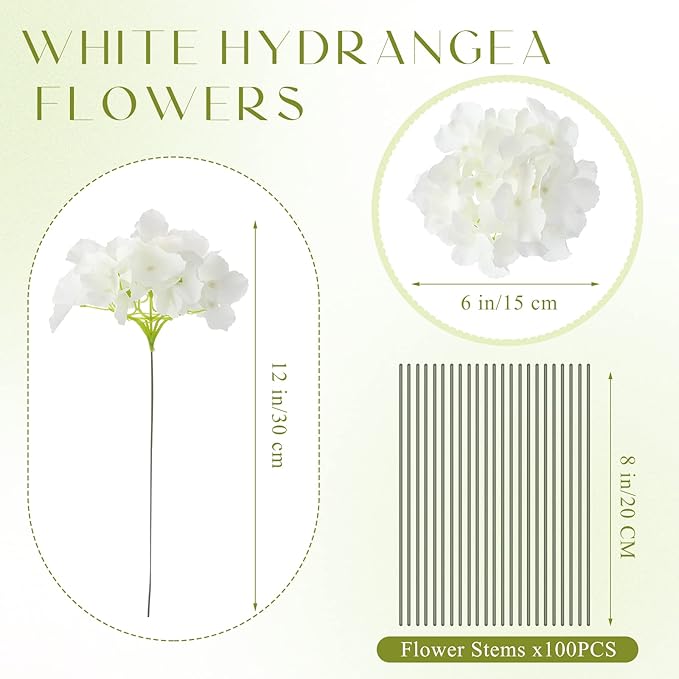 Unittype Silk Hydrangea Artificial Flowers Heads with Stems Faux Hydrangea Flowers for Wedding Centerpieces Bouquets DIY Floral Decorations for Home Indoor(White,400 Pieces)